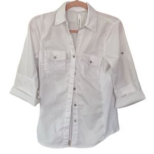 NY Collection White Sutton Down Shirt S